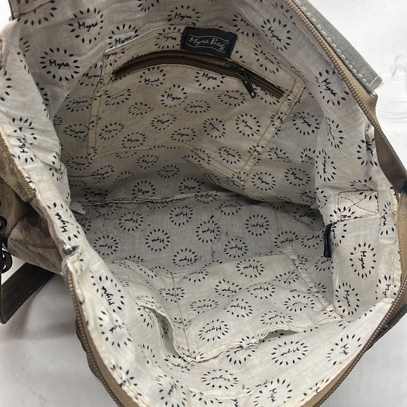 Myra 100% Handmade Messenger Type Upcycled Bag Canvas and Leather MCB4685M - Picture 8 of 12